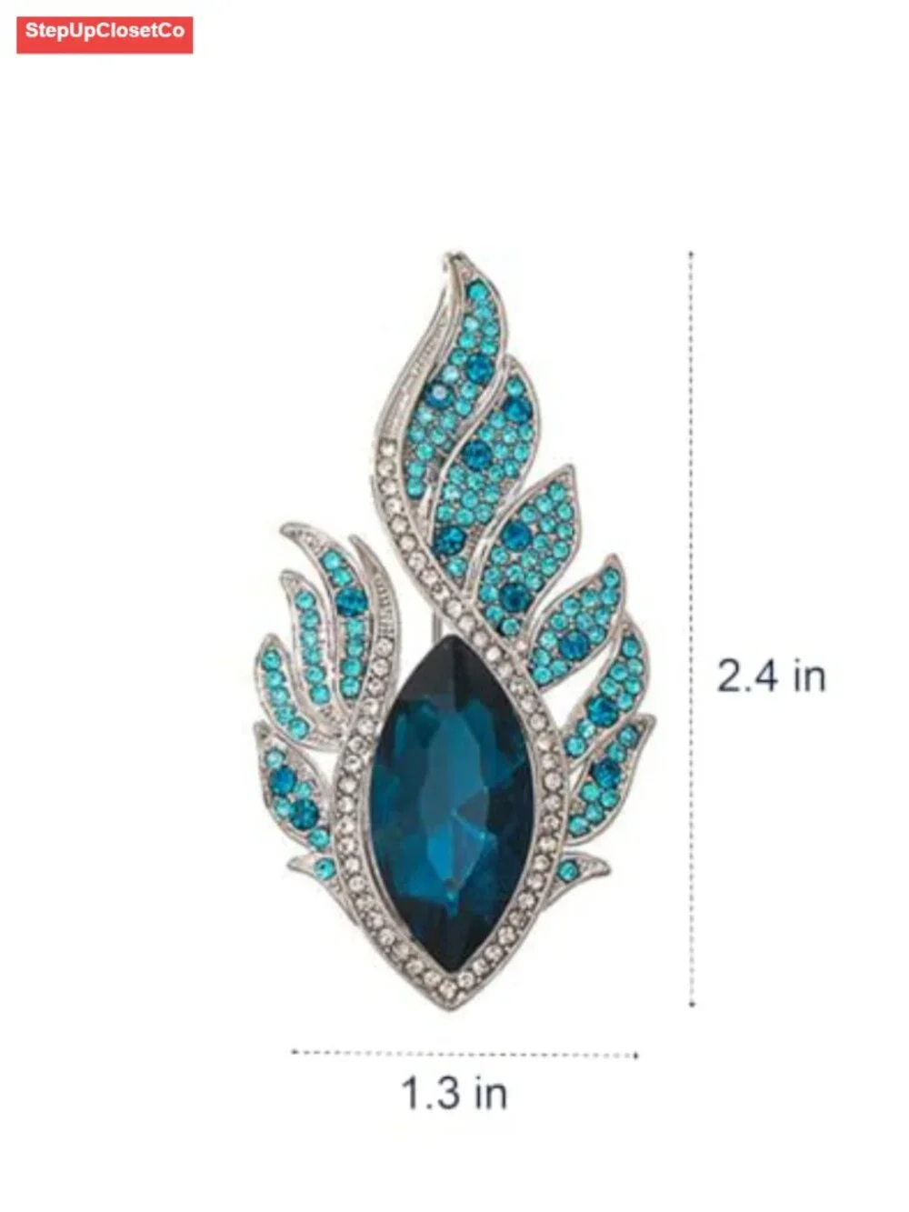 Elegant Blue Crystal Brooch Pin for Women